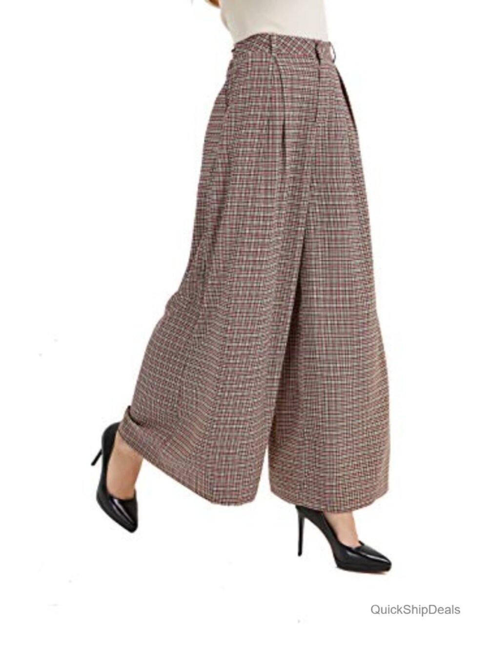 High Waist Wide Leg Palazzo Business Pants with Pockets